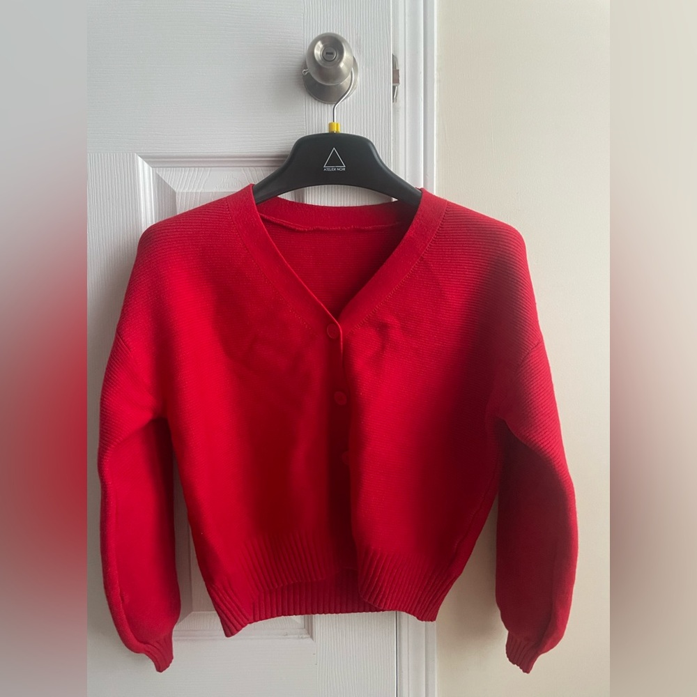 BNWOT Red Women's Sweater - Button-up